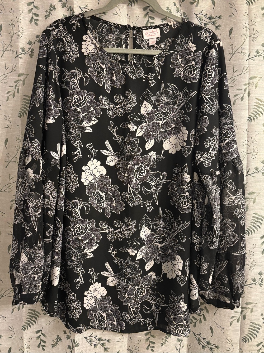 Black and White Floral Blouse